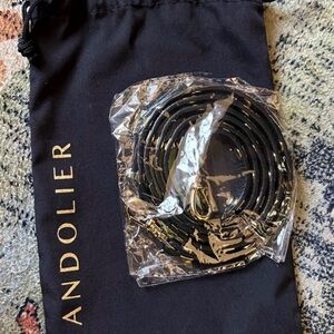 Bandolier Black Leather phone case strap with gold Studs